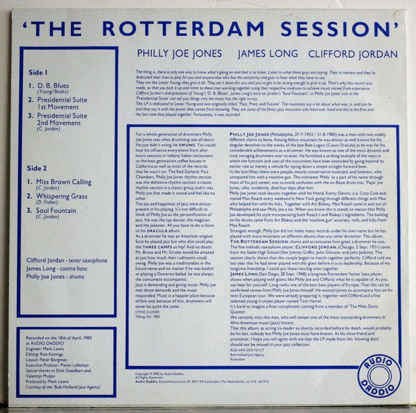 "Philly" Joe Jones, James Long (5), Clifford Jordan — 'The Rotterdam Session' 2