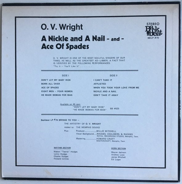 O.V. Wright — A Nickel And A Nail And Ace Of Spades 2