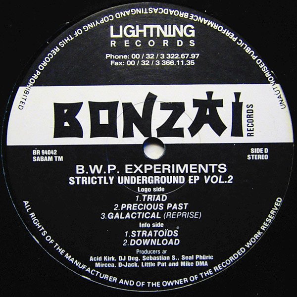 B.W.P. Experiments — Strictly Underground EP Vol. 2 2