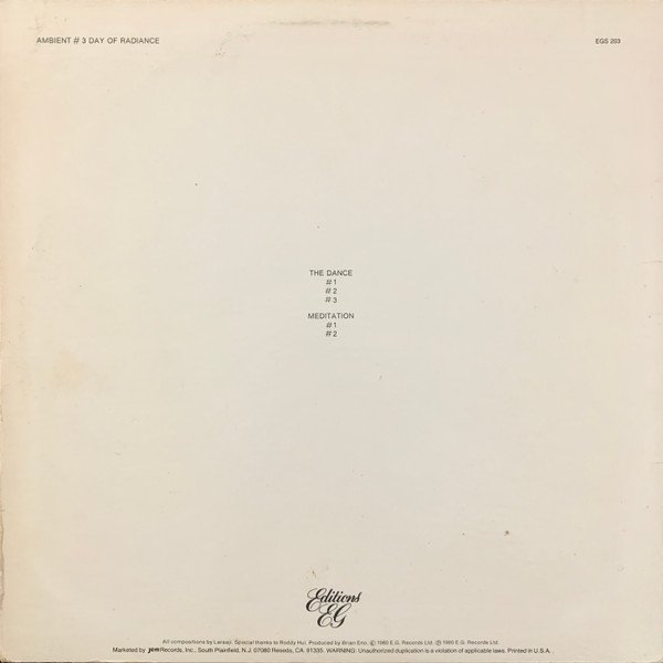 Laraaji Produced By Brian Eno — Ambient 3 (Day Of Radiance) 2