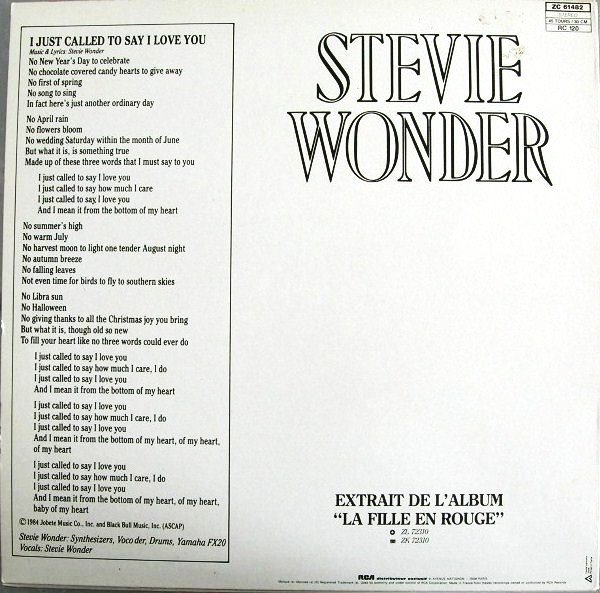 Stevie Wonder — I Just Called To Say I Love You 2