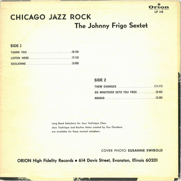 The Johnny Frigo Sextet — Chicago Jazz Rock 2