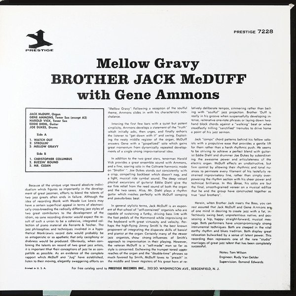 Brother Jack McDuff With Gene Ammons — Mellow Gravy 2
