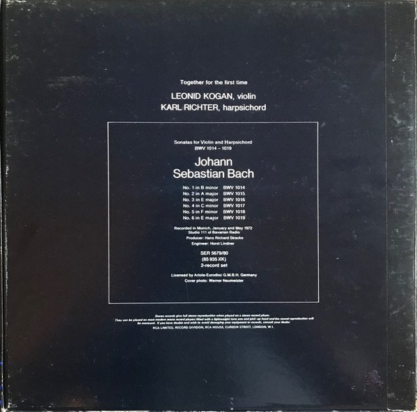 Johann Sebastian Bach - Leonid Kogan, Karl Richter — Sonatas For Violin And Harpsichord BWV 1014-19 Complete 2