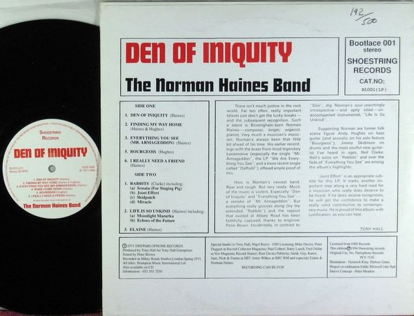 The Norman Haines Band — Den Of Iniquity 2
